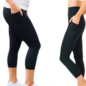 🖤 ZYIA Sz 6 -8 Cropped Midnight Black Women's Running Athletic Yoga Leggings